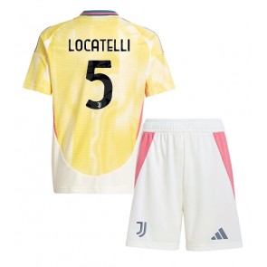 Billiga Juventus Manuel Locatelli #5 Bortatröja Barn 2024-25 Kortärmad (+ Korta byxor)